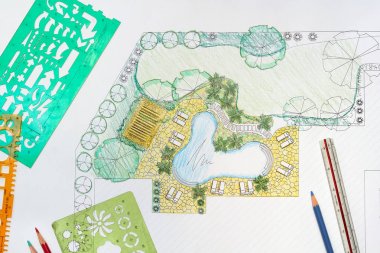 Villa için peyzaj mimarı arka bahçe planı