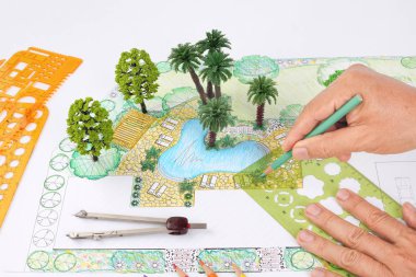 Villa için peyzaj mimarı arka bahçe planı