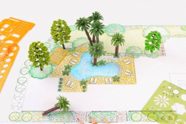 Villa için peyzaj mimarı arka bahçe planı