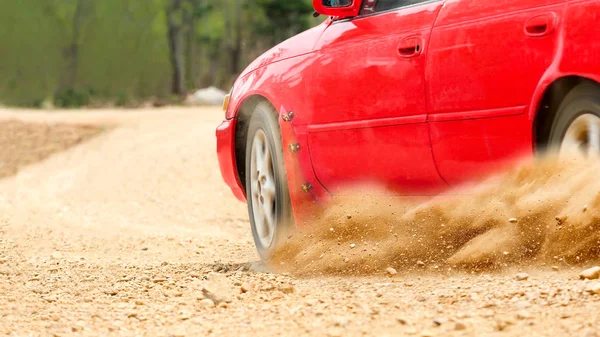 Rally auto in dirt track. — Stockfoto