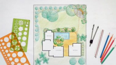 Villa için peyzaj mimarı arka bahçe planı