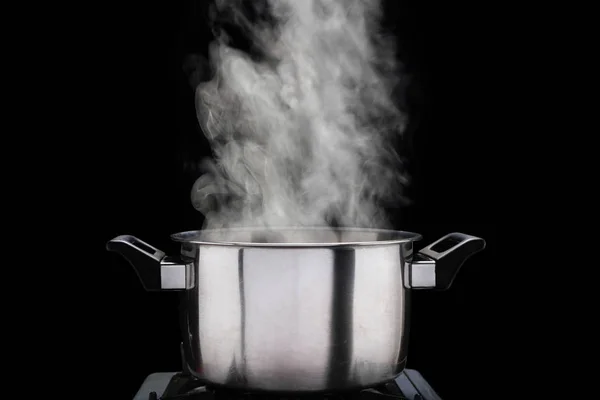 Steam over cooking pot — Stock Photo, Image
