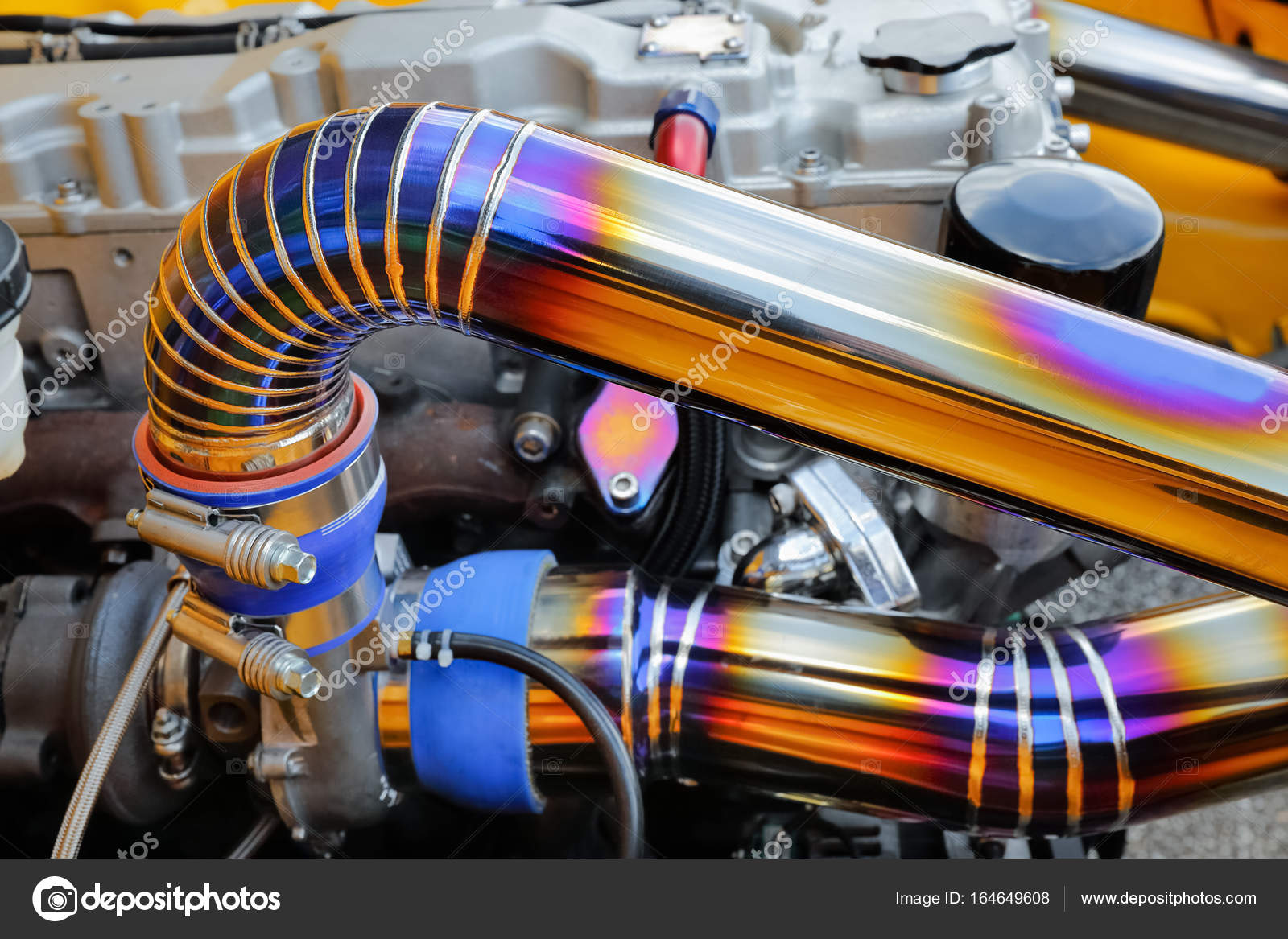 Tig welded seam on stainless steel pipe in racing car — Stock Photo
