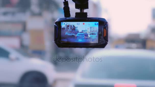 Front camera car recorder — Stock Video