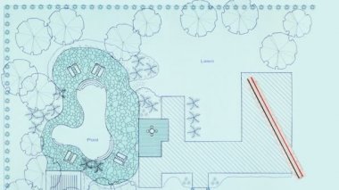 Ayrıntılı peyzaj mimarı tasarım arka planının villa için