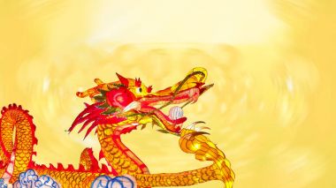 Çin yeni yılı dragon Çin kasabasında fener ile.