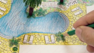 Villa için peyzaj mimarı arka bahçe planı