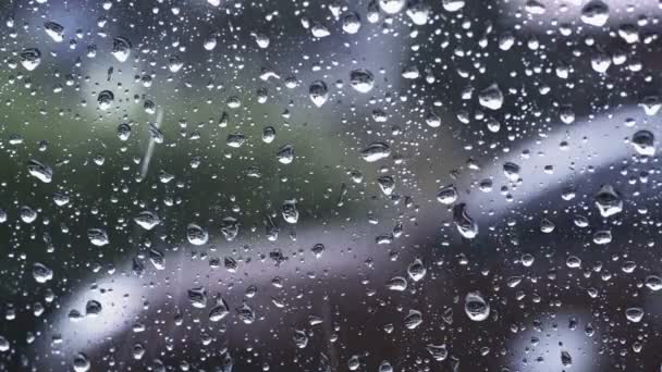 Gotas Lluvia Parabrisas Desde Interior Del Coche Atasco — Vídeo de stock