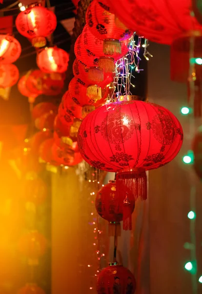 Çin mahallesindeki yeni yıl fenerleri. — Stok fotoğraf