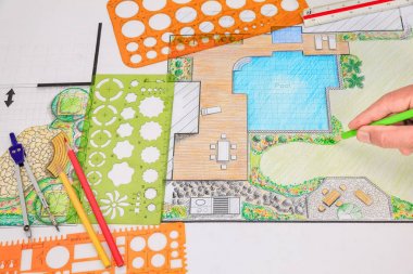 Villa için peyzaj mimarı arka bahçe planı