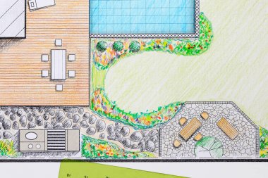 Peyzaj mimarı villa için veranda arka planı Tasarla