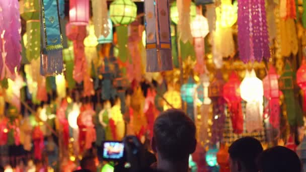 Papírové Lucerny Yee Peng Festivalu Chiangmai Thajsko — Stock video