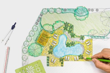 Villa için peyzaj mimarı arka bahçe planı
