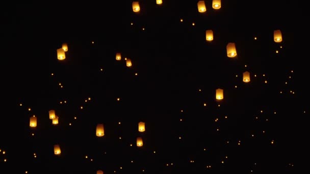 Lanternas Céu Flutuante Chiang Mai Tailândia — Vídeo de Stock