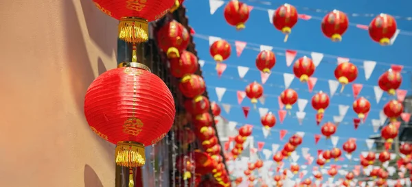 Chinesische Neujahrslaternen in China-Stadt. — Stockfoto