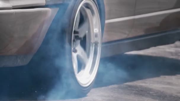 Race Drift Auto Bruciando Pneumatici Sulla Pista Velocità — Video Stock