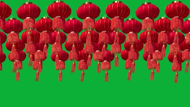 Chroma Nyckel Kinesiska Nyår Lyktor Chinatown Område — Stockvideo