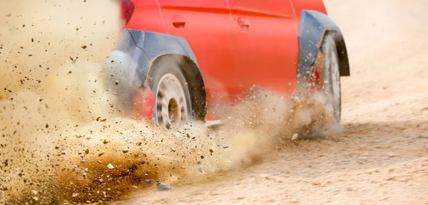 Gravel Splashing Rally Race Car Drift Track — Stock Photo, Image