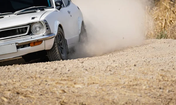 Rally Clásico Coche Carreras Camino Tierra — Foto de Stock