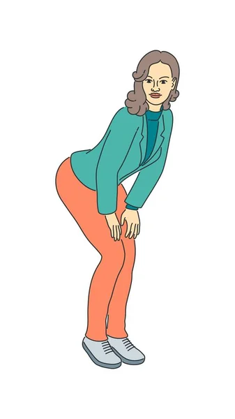 Dessin animé dessiné femme adulte sexy dans une pose séduisante — Image vectorielle