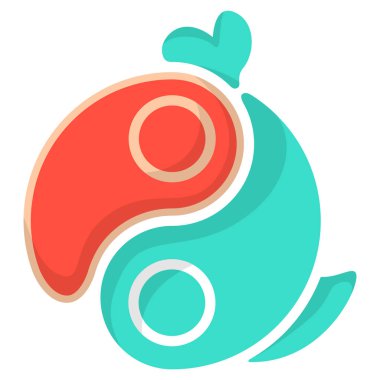 Ying Yang şeklinde et ve balık sembolü.