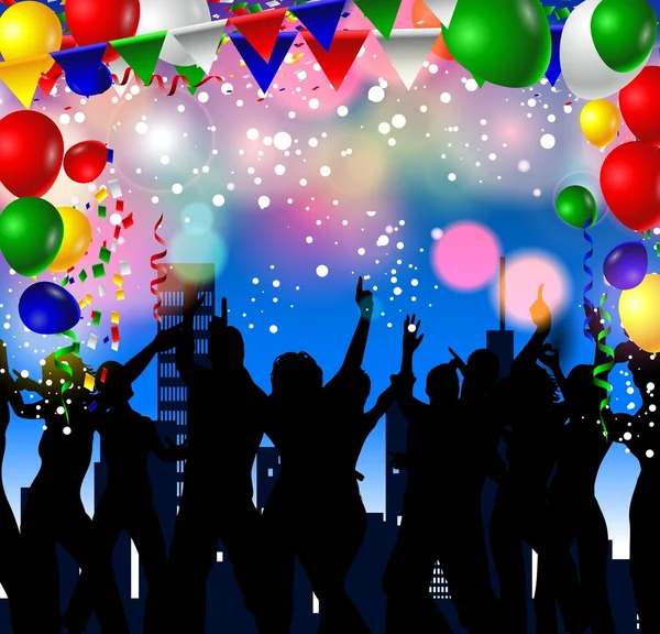 Tarjeta de cumpleaños con globos de colores —  Fotos de Stock