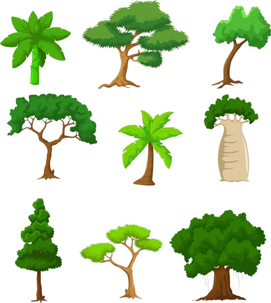Tree cartoon samlingar — Stockfoto
