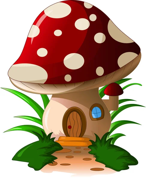 Ładny dom grzyb kreskówka — Zdjęcie stockowe
