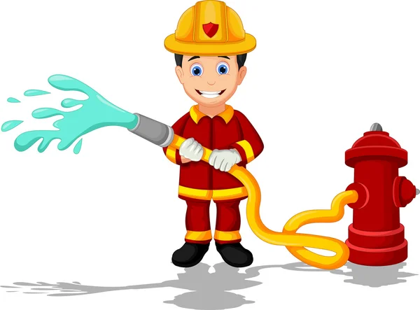 Roztomilý hasiči kreslený — Stock fotografie