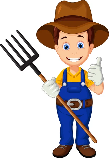 Cartoon farmer thumb up — Stock Photo, Image