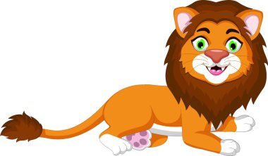 sevimli aslan çizgi film poz