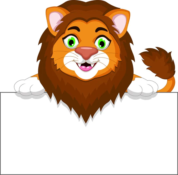 Lion cartoon with blank sign — Stock Photo, Image