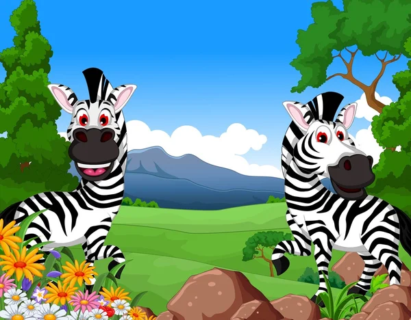 Desenho animado zebra na selva — Fotografia de Stock