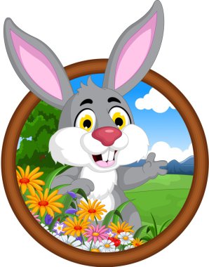 tavşan karikatür çerçeve içinde