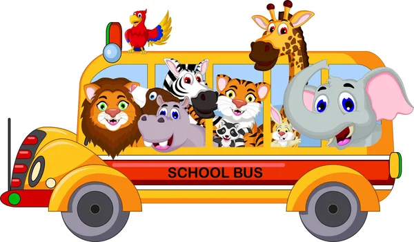 Állati rajzfilm egy iskolabusz — Stock Fotó