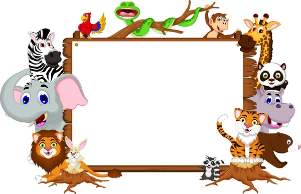 Animal cartoon collection with blank board — Stock Photo, Image