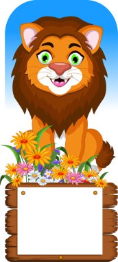 boş işareti ile poz aslan çizgi film