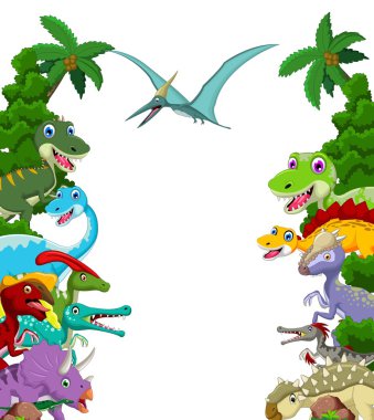 Dinozor karikatür manzara arka plan ile