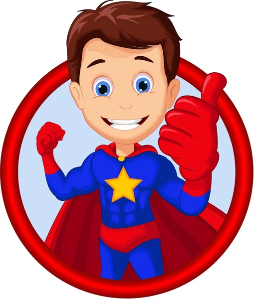 Super-herói polegar dos desenhos animados no quadro — Fotografia de Stock