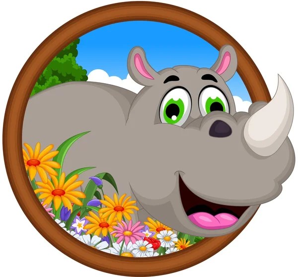 Söta tecknade noshörningen för du design — Stockfoto
