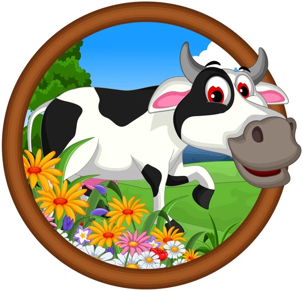 Pozowanie kreskówka krowa śmieszne — Zdjęcie stockowe