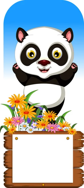 Panda karikatúra-val üres fedélzeten — Stock Fotó