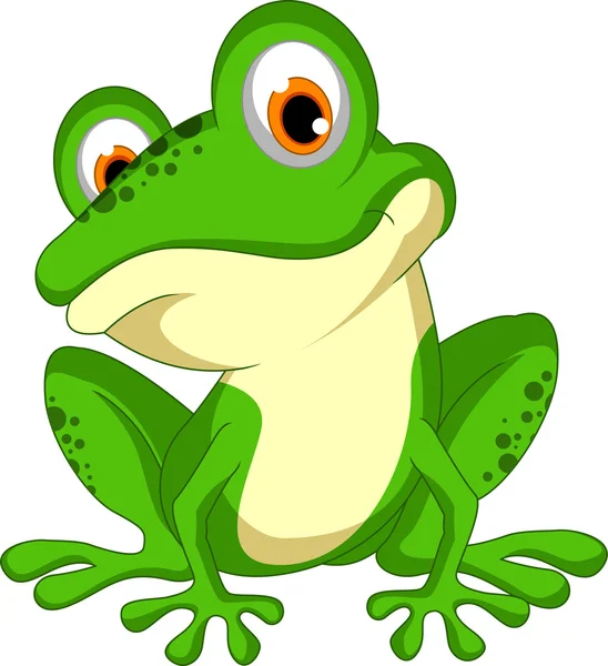 Funny zelená žába kreslený posezení — Stock fotografie