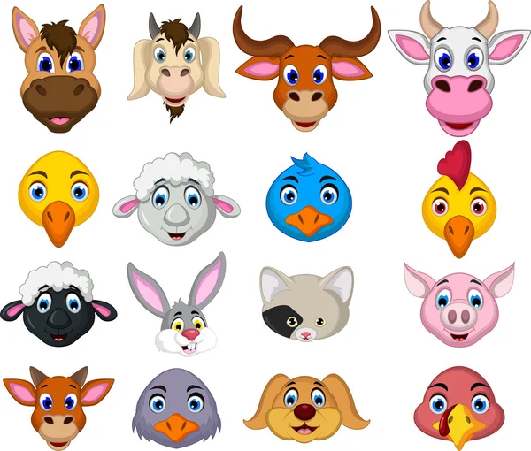 Farm animal head cartoon collection — Stock Photo, Image