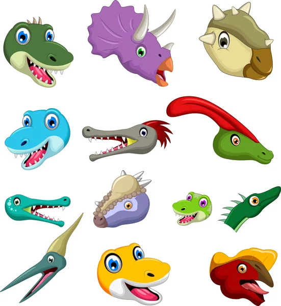 Ensemble de collection de dessins animés tête de dinosaure pour vous design — Photo