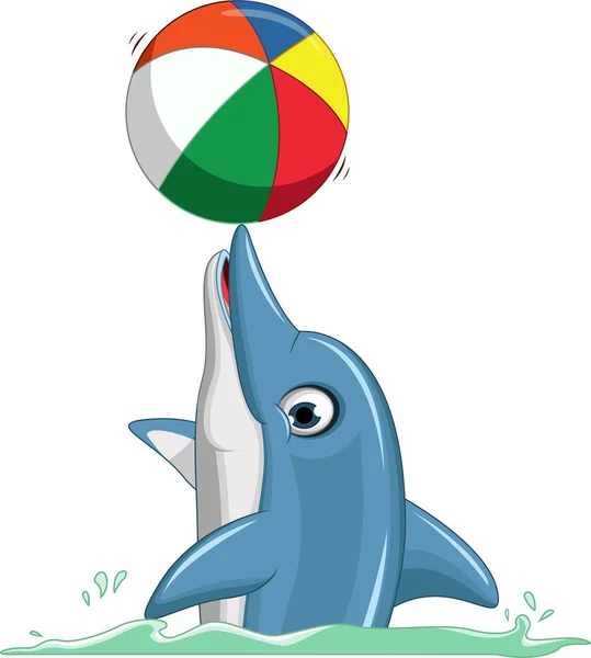 Netter Delphin Cartoon beim Ballspielen — Stockfoto