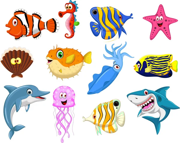 Vida marina colección de dibujos animados — Foto de Stock