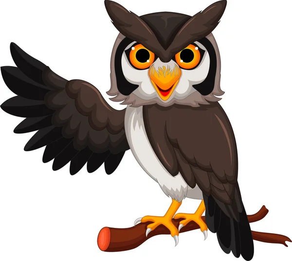 Cute owl cartoon posing — Stock Photo, Image