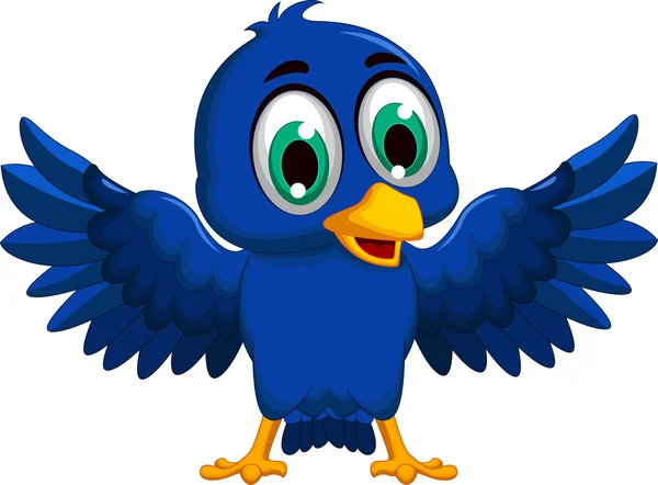 Χαριτωμένο γαλάζιο πουλί κουνώντας κινουμένων σχεδίων — Φωτογραφία Αρχείου