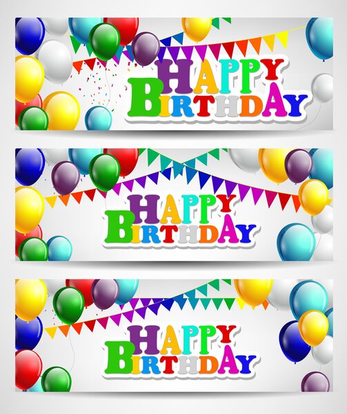 День рождения с цветными воздушными шарами
